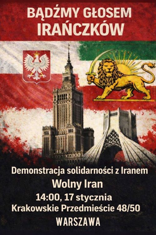 Demonstracja solidarnosci z Iranem. Wolny Iran